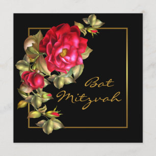 Red Rose Bat Mitzvah Invitation
