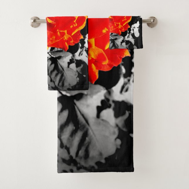 Red rose Bathroom Towel single or full Set (Insitu)
