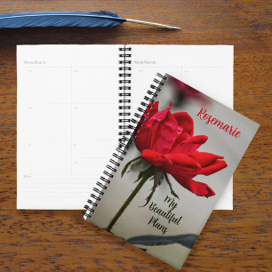 Red Rose Beautiful Plans Floral Customisable Planner