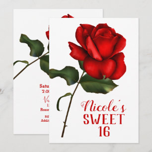 Red Rose Beauty & The Beast Sweet 16 Party Invitation