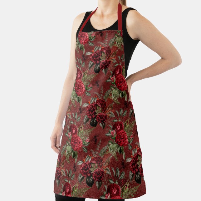 Red Rose Bee Series Design 11  Apron (Insitu)