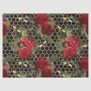 Red Rose Bee Series Design 46 Tissue Paper