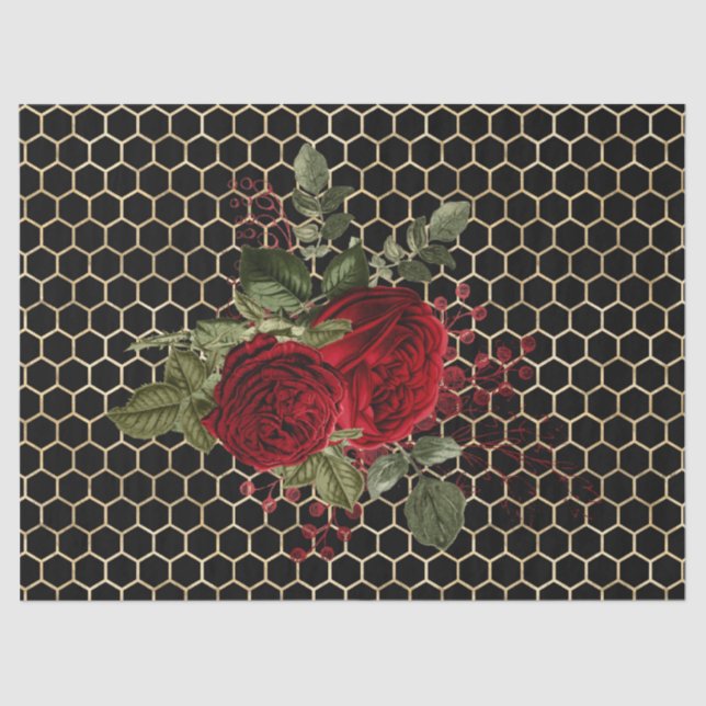 Red Rose Bee Series Design 68 Tissue Paper (Front)