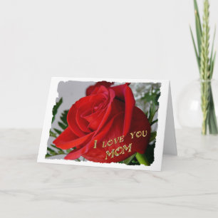 Red Rose Birthday-I love you Mum Card