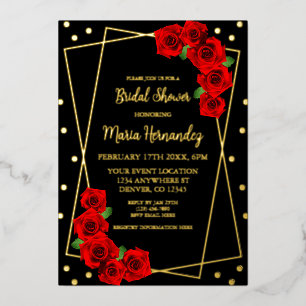 Red Rose Black and Gold Bridal Shower