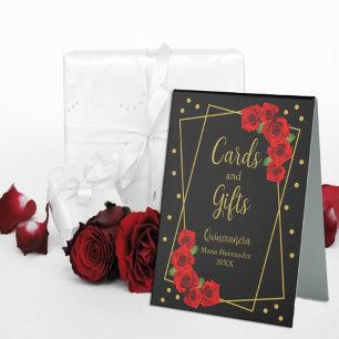 Red Rose Black and Gold Quinceañera