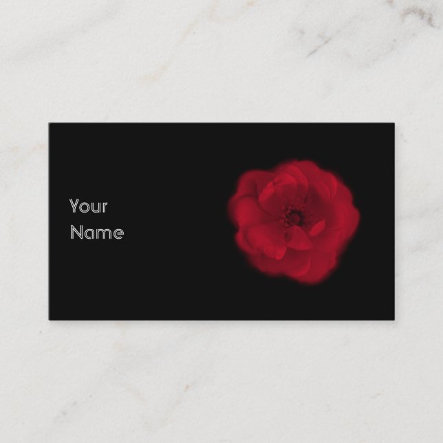 Red Rose. Black Background. Business Card (Front)