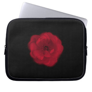 Red Rose. Black Background. Laptop Sleeve