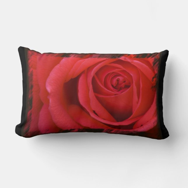 Red Rose Black Border Lumbar Cushion (Front)