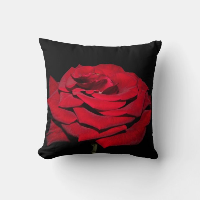 Red Rose - Black Cushion (Front)