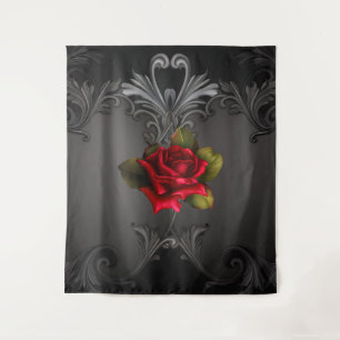 Red Rose & Black Gothic Elegant Backdrop Tapestry
