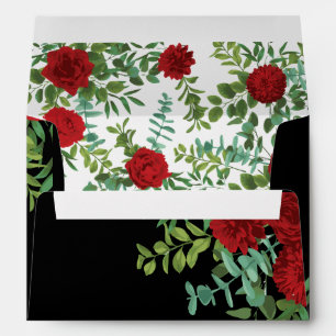 Red Rose Black Wedding Gothic Dark Envelope