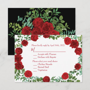Red Rose Black Wedding Gothic Dark Invitation