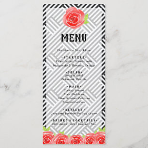 Red Rose Black & White Stripes Derby  Menu