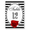Red Rose Black & White Stripes Wedding Table Card