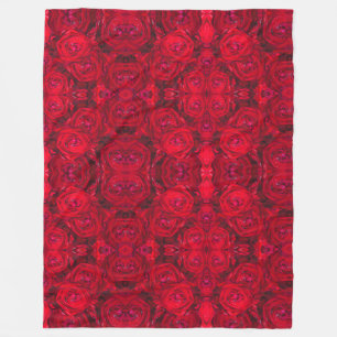 Red rose blossoms with dewdrops - photography fleece blanket
