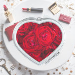 Red rose blossoms with dewdrops - photography makeup mirror<br><div class="desc">This Compact Mirror features a wonderful floral pattern of deep red roses - the queen of flowers. Pretty gift idea for every women! Original photo by Marions Art.</div>