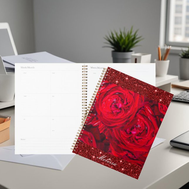 Red rose blossoms with dewdrops - photograpy planner (Creator Uploaded)
