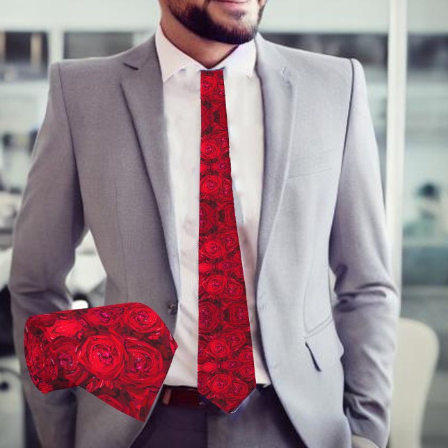 Red rose blossoms with dewdrops - photograpy tie (Creator Uploaded)