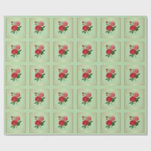Red Rose Blossoms Wrapping Paper