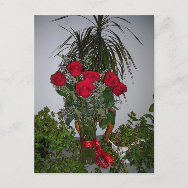 RED ROSE BOUQUET **CUSTOMIZE/PERSONALIZE** POSTCARD (Front)