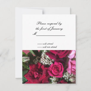 Red Rose Bouquet RSVP Reply Card
