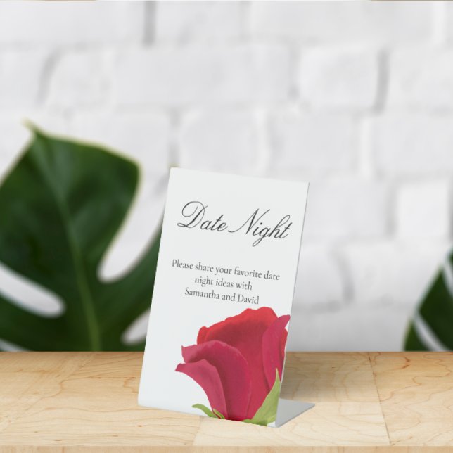 Red Rose Bridal shower Date night Jar Pedestal Sign (Creator Uploaded)