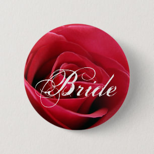 red rose, Bride 6 Cm Round Badge