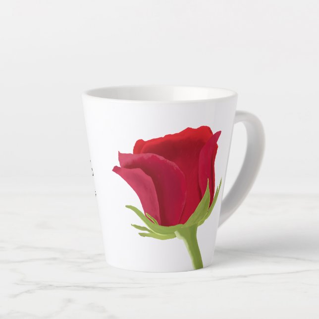 Red rose Bridesmaid Name Latte Mug (Right Angle)