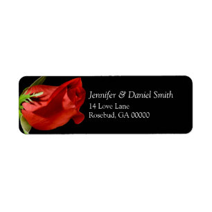 Red Rose Bud Wedding Invitation Return Address Label