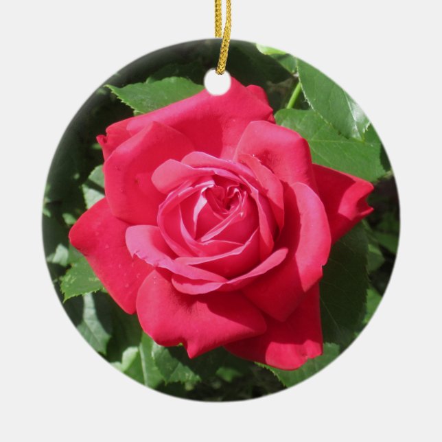Red Rose Ceramic Ornament (Front)
