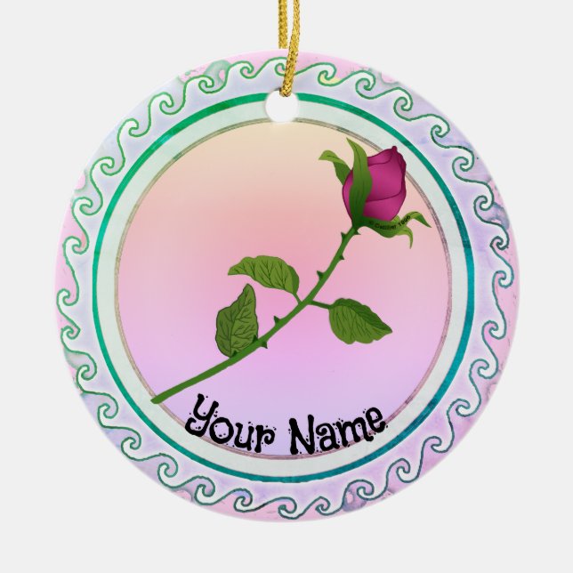 Red Rose Ceramic Ornament (Front)