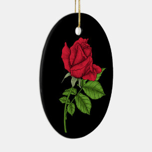 Red rose ceramic ornament