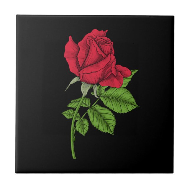 Red rose ceramic tile (Front)