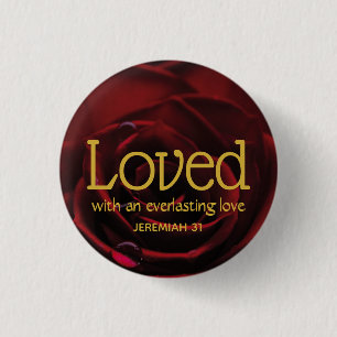 Red Rose Christian LOVED Valentine 3 Cm Round Badge