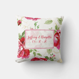 Red rose classic print, with white background thro cushion