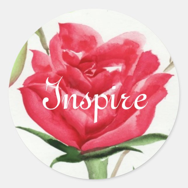 Red Rose Classic Round Sticker (Front)