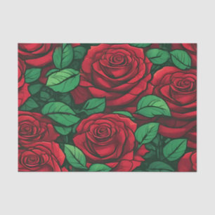 Red Rose Close Up Pattern Tissue Paper