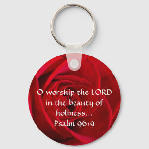 Red Rose Closeup Key Ring