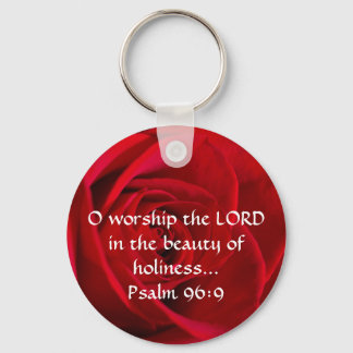 Red Rose Closeup Key Ring