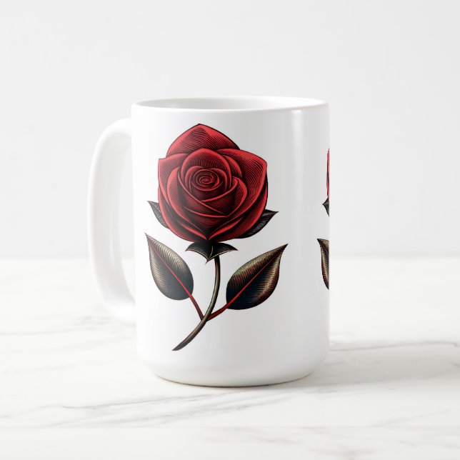 red rose coffee mug (Front Left)