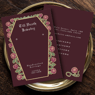 Red Rose Coffin Gothic Earring Display Business Card