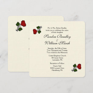 Red Rose Cream Wedding Invitation