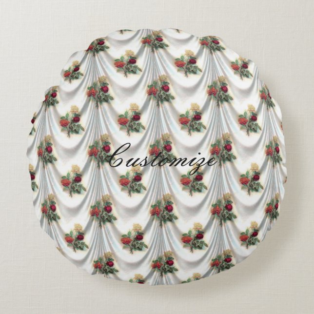 Red rose curtain Thunder_Cove Round Cushion (Front)