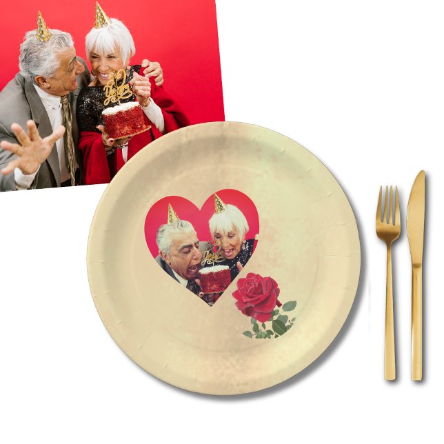 Red Rose custom Anniversary  Paper Plate (Creator Uploaded)