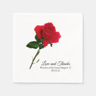 Red Rose  Custom Script Cocktail Napkin