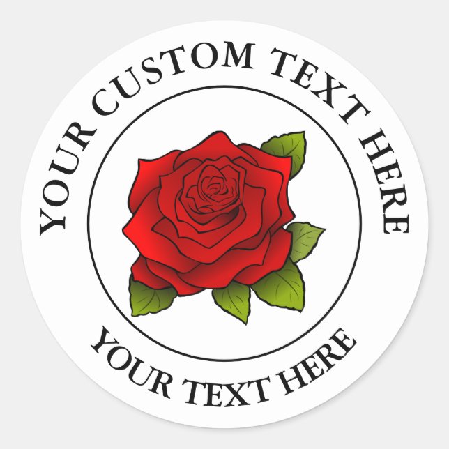 Red Rose Custom Text Icon Logo 1 1/2" Classic Round Sticker (Front)