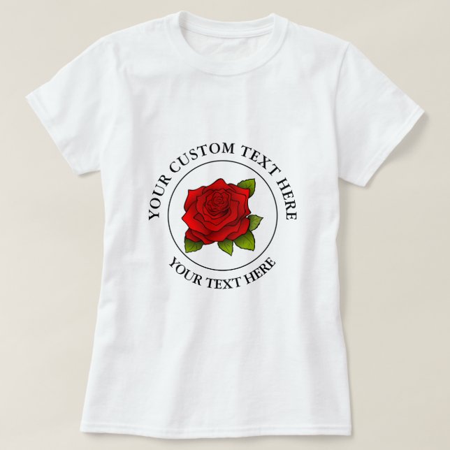 Red Rose Custom Text Icon Logo T-Shirt (Design Front)