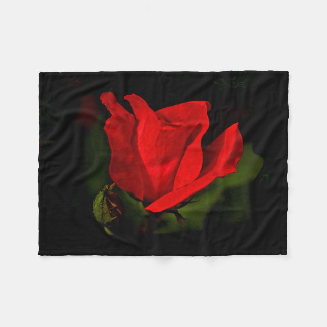 Red Rose - Dark Passion Fleece Blanket (Front (Horizontal))