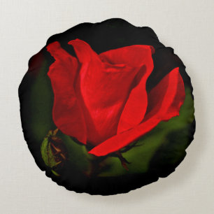 Red Rose - Dark Passion Round Cushion